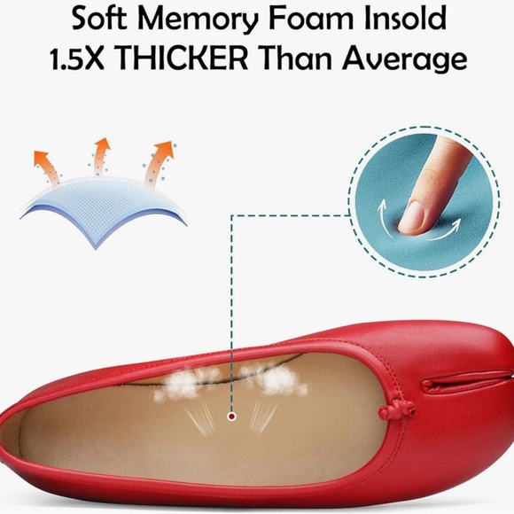 Tabi Ballet Flats Shoes for Women Rounde Toe Wide Width Split Toe Low Heel - Red - Picture 3 of 10